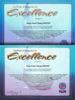 2007 - 2010 recognize by PADI for Outstanding customer service and professionalism in PADI scuba instruction.